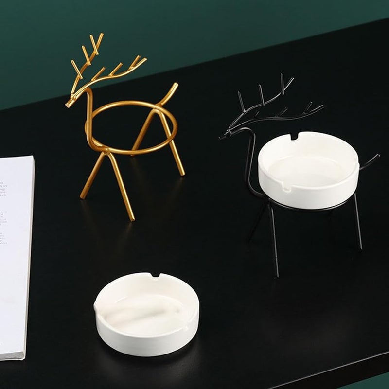 منفضة سجائر سوداء من السيراميك على شكل غزال، حامل رماد إبداعي للمدخنين، ديكور للمنزل - Image 3